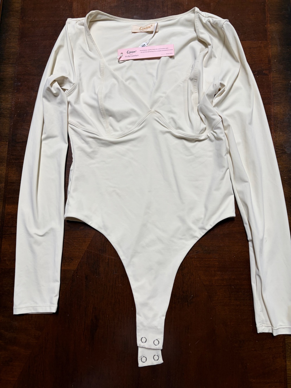 Seamless Long-Sleeve Bodysuit Shapewear - Cream